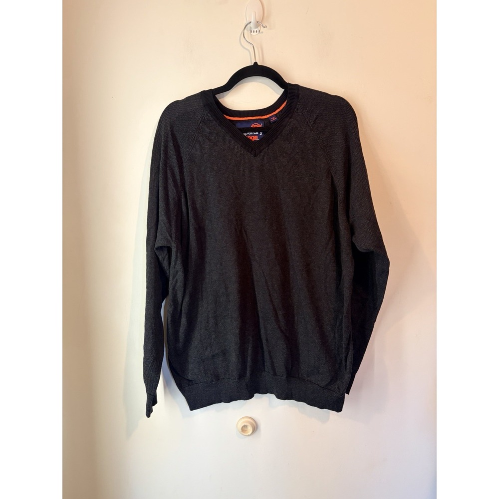 Superdry Orange Label V Neck Lightweight Sweater Knit Shirt‎ Mens 3XL Dark Grey